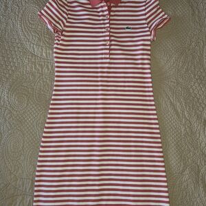 Lacoste Red and White Striped Polo Dress